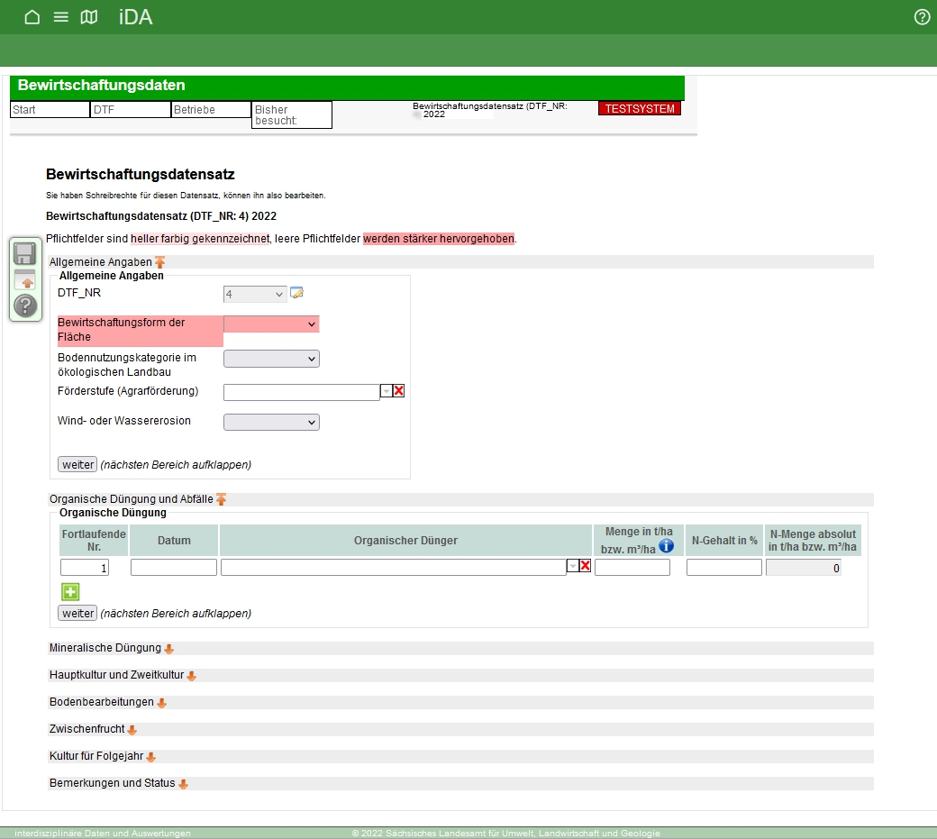 Screenshot der Projekt-Webseite Datenmanagement Dauertestflächen